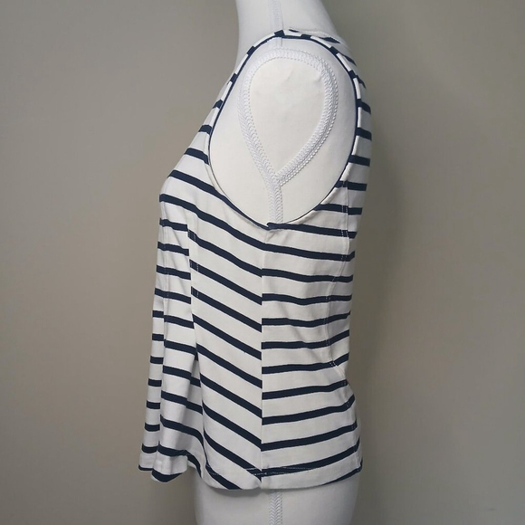 Anthropologie X Postcard Nautical Peplum Tank Blue & White Striped Size Small - Picture 3 of 8
